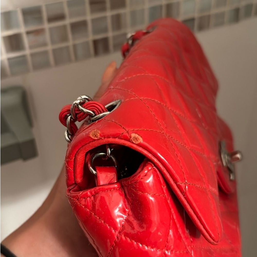 Chanel Patent Red Rectangular Mini Classic Flap - Picture 7 of 9